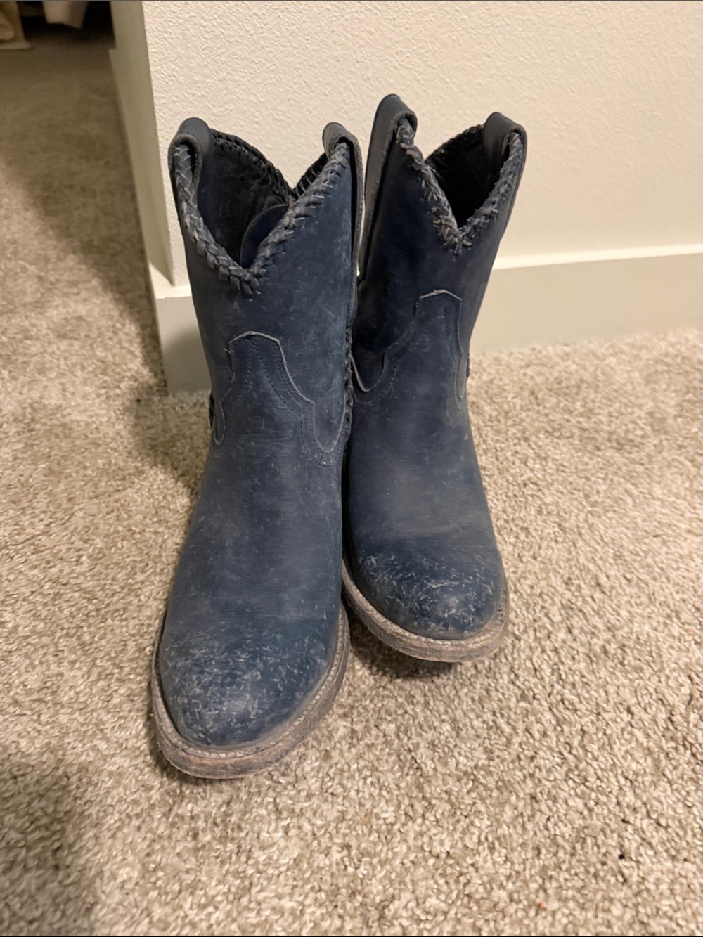 LANE Blue Woven Leather Ankle Boot
